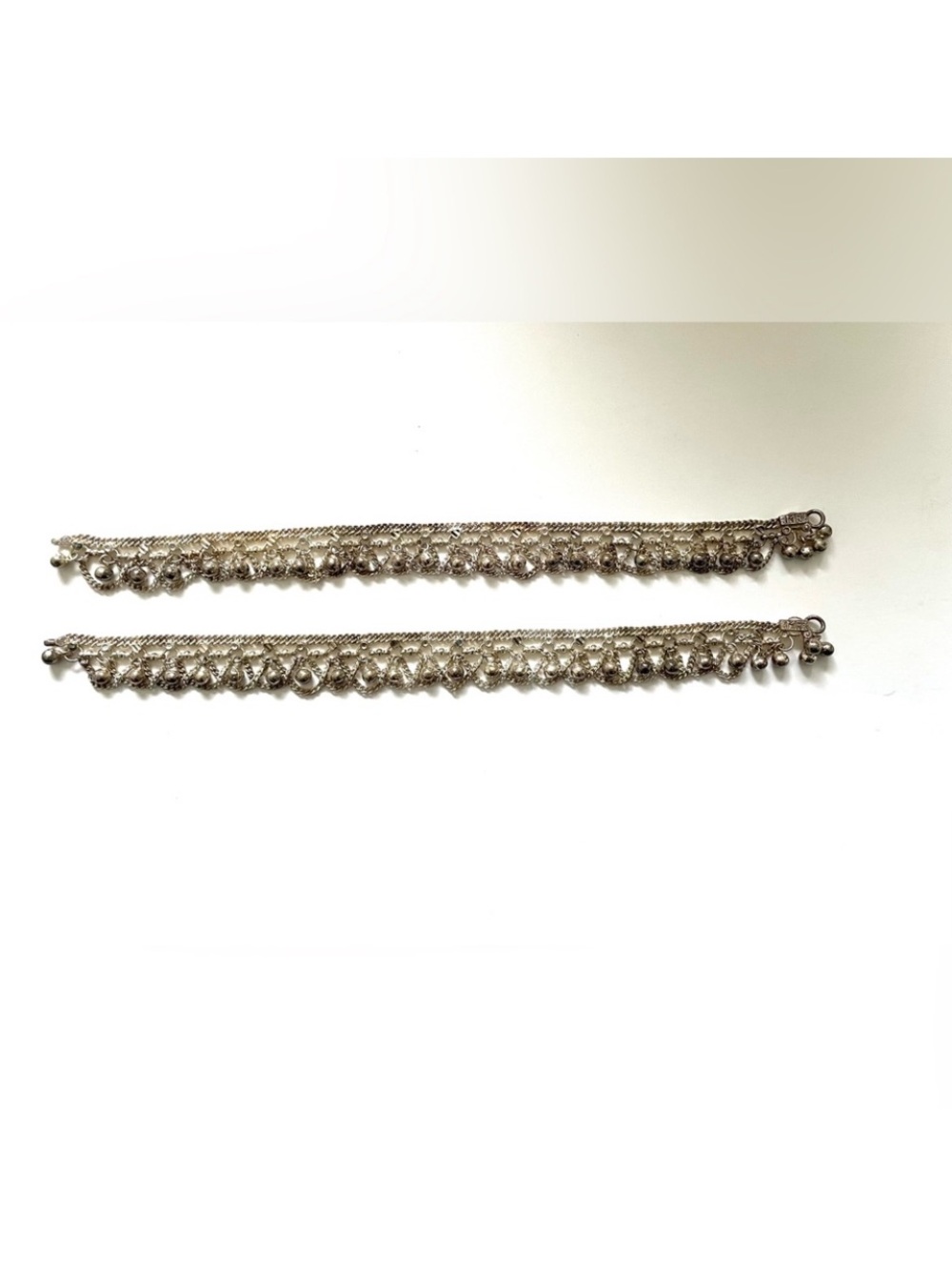 Vintage silver bollywood belly dance anklet set with bells